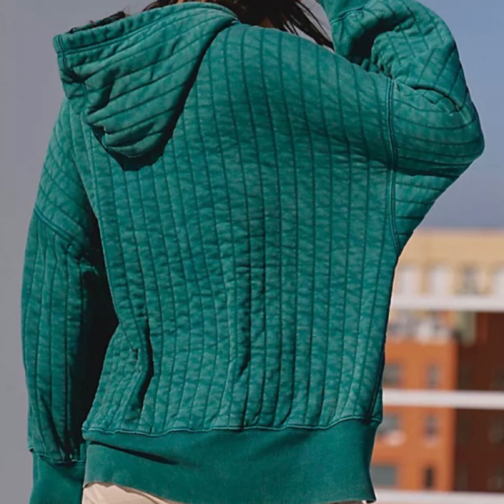 Free People Movement Sprint to the Finish Quilted Hoodie Size Small $198 - Picture 2 of 10